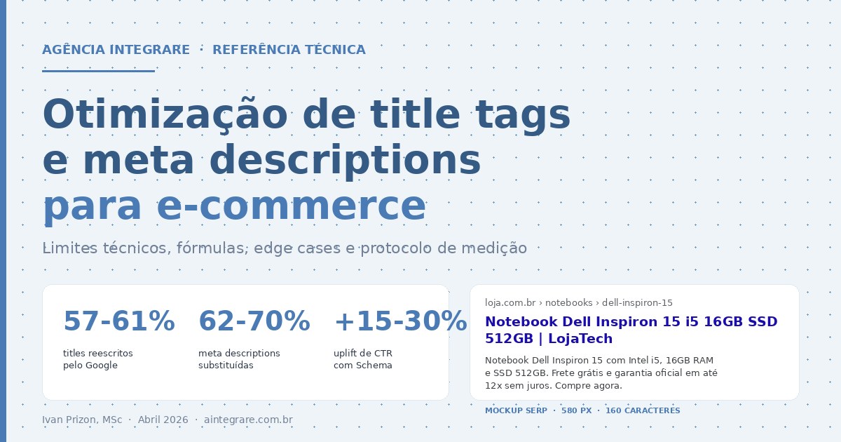 Otimização de title tags e meta descriptions para e-commerce: referência técnica 2026 - Integrare Marketing