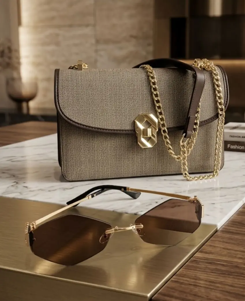 Óculos modernos, bolsas que combinam com qualquer look.