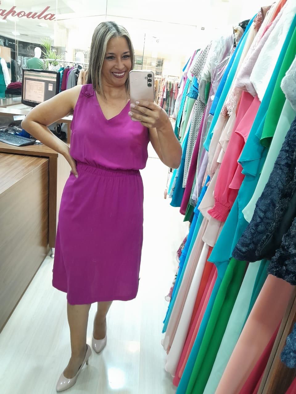 Vestido Crepe Fúcsia
