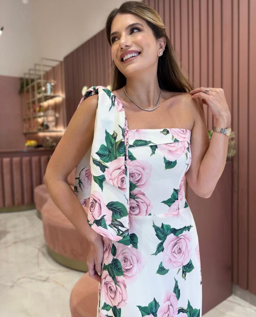 Vestido de Festa Estampa Flores