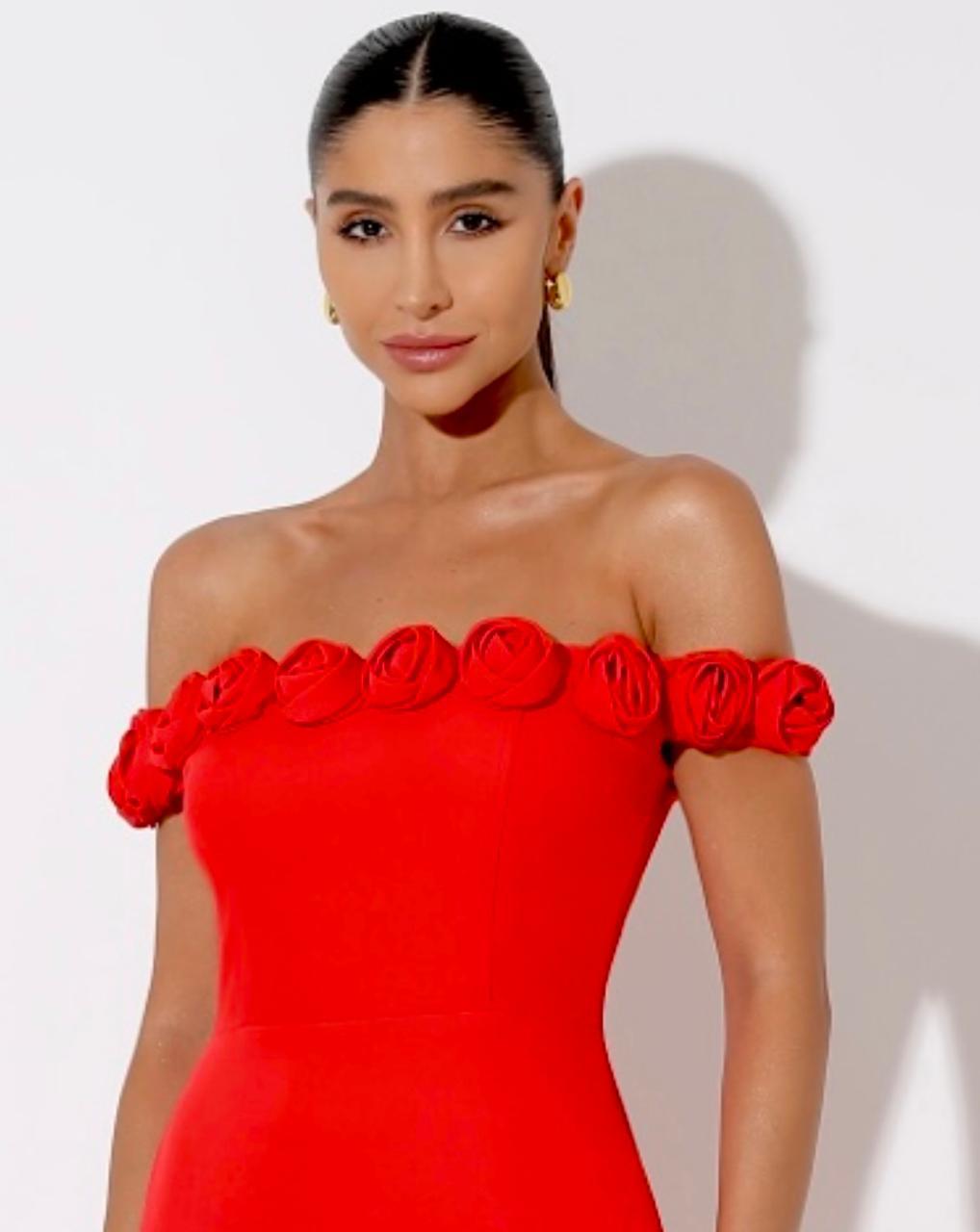 Vestido Alfaiataria Curto Vermelho na cor vermelho — foto 2