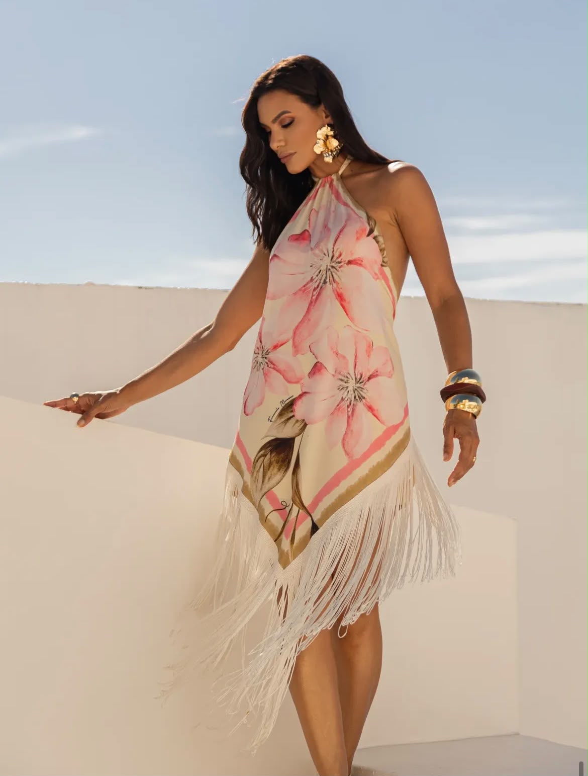 Blusa Estampada com Franjas