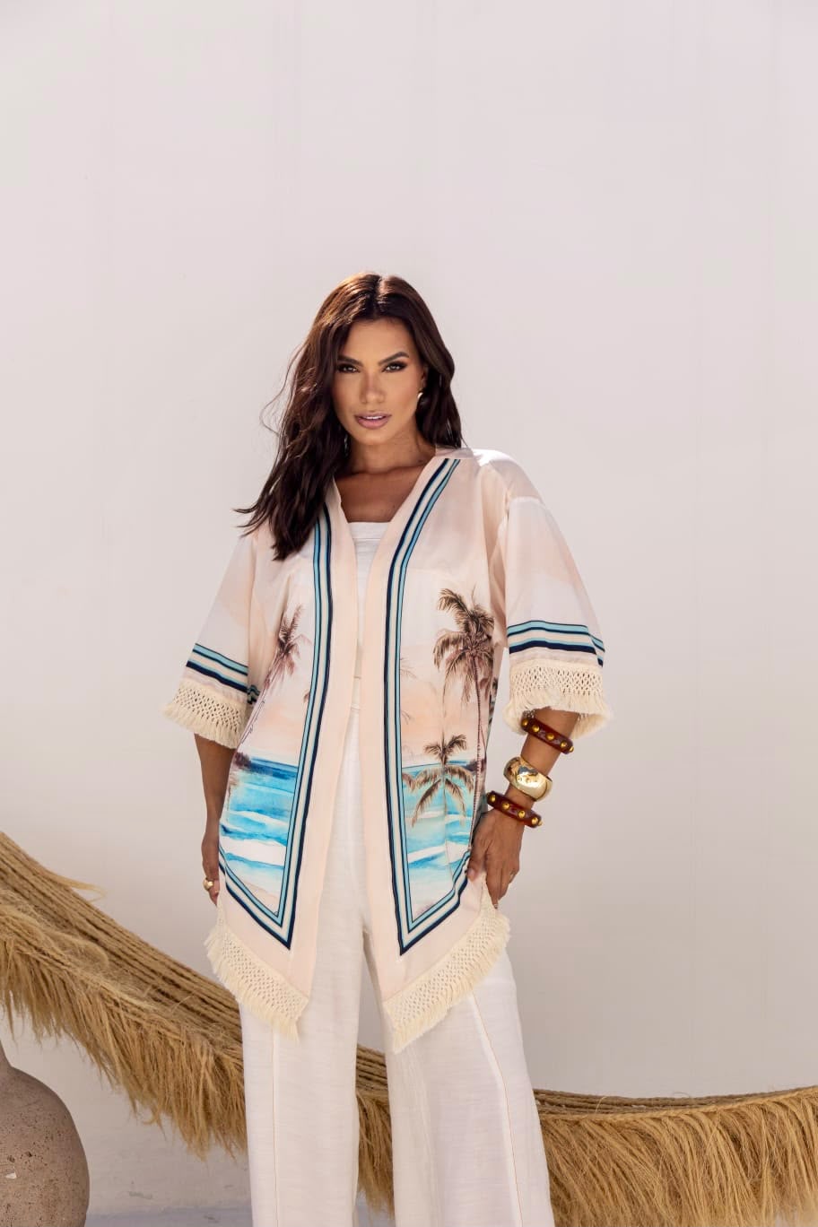 Kimono Estampado na cor off white — foto 3