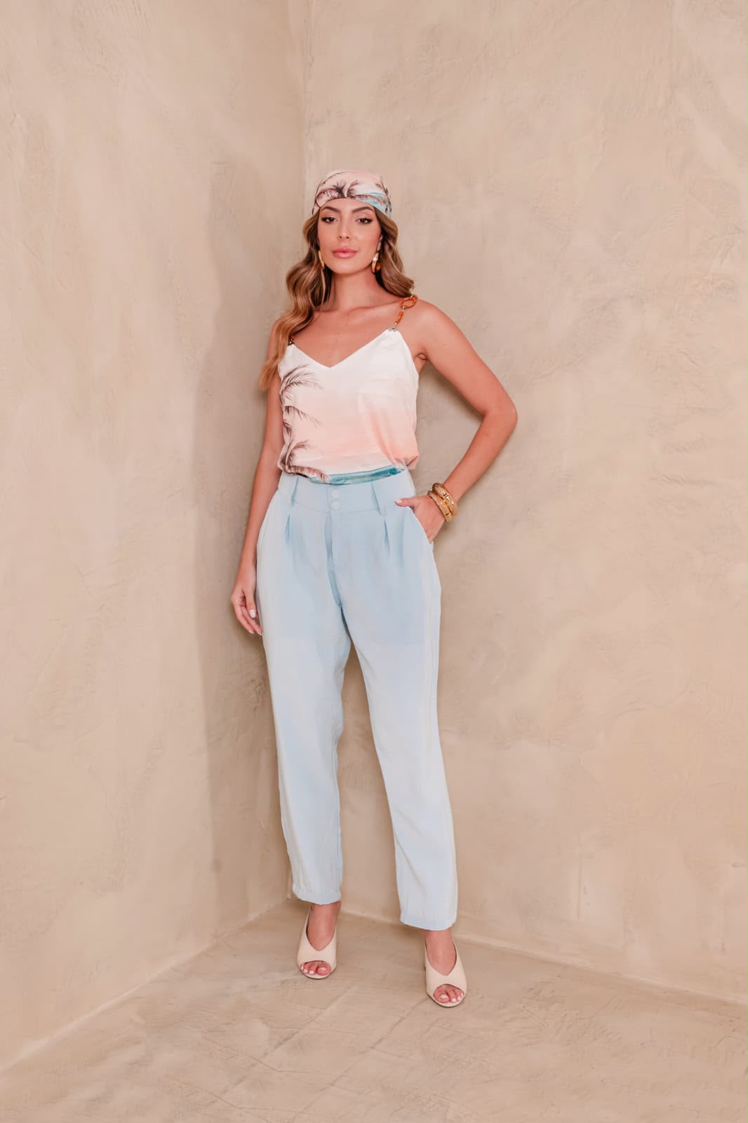 Blusa Regata com Lenço na cor off white — foto 4
