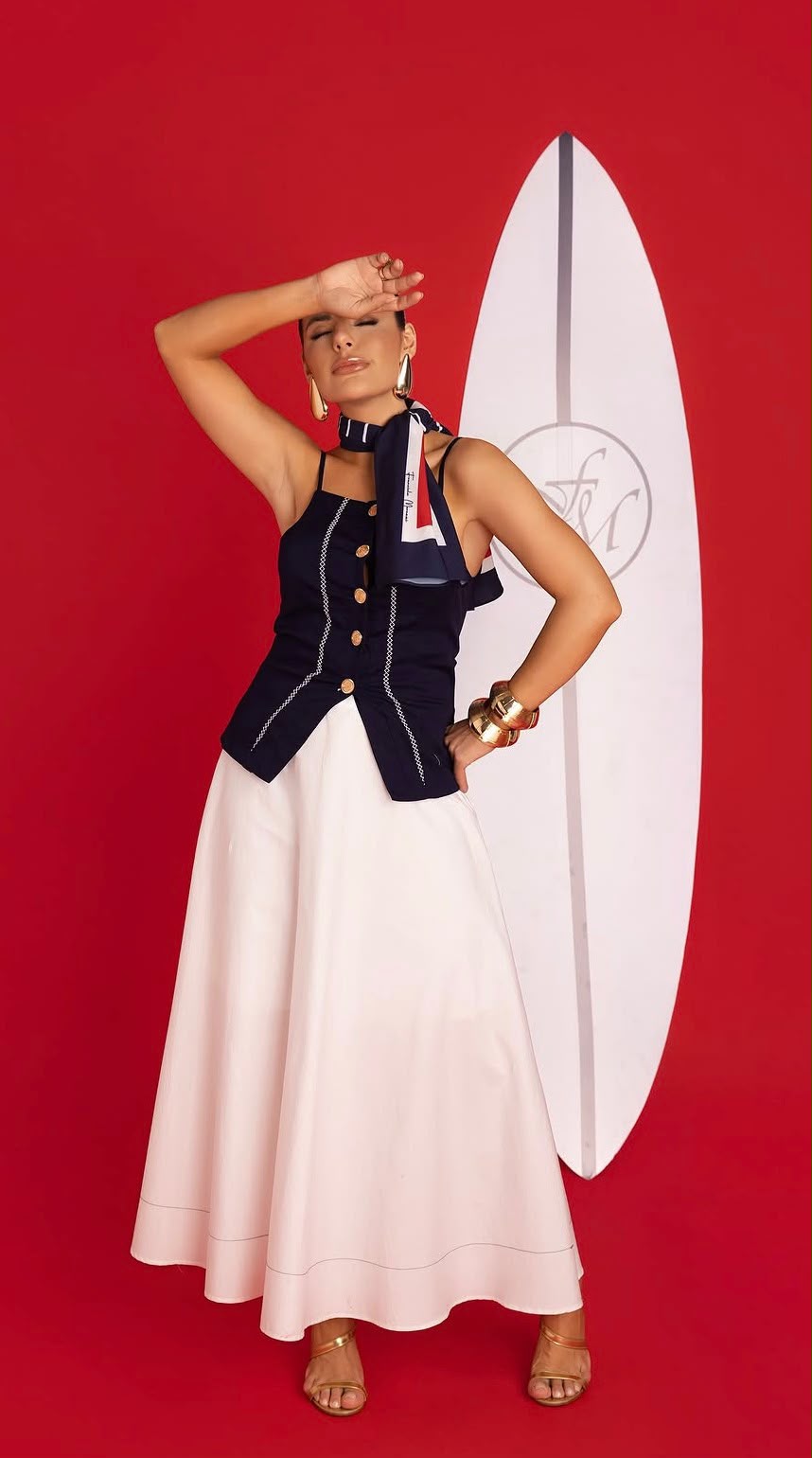 Conjunto Saia e Blusa com Lenço na cor off white — foto 4