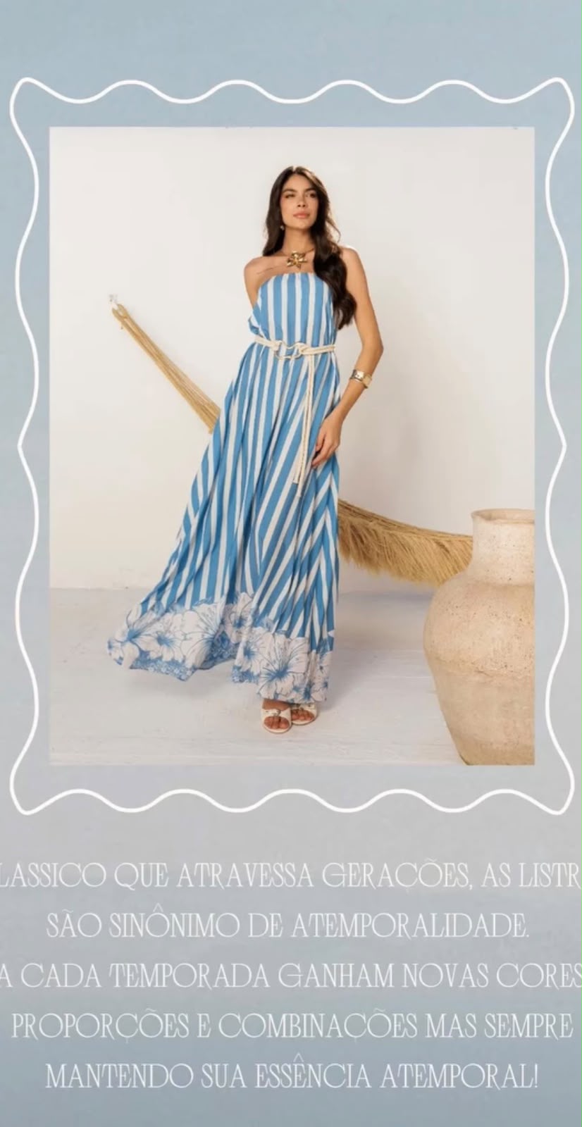 Vestido Azul com Listras e Cinto Corda na cor azul  — foto 5