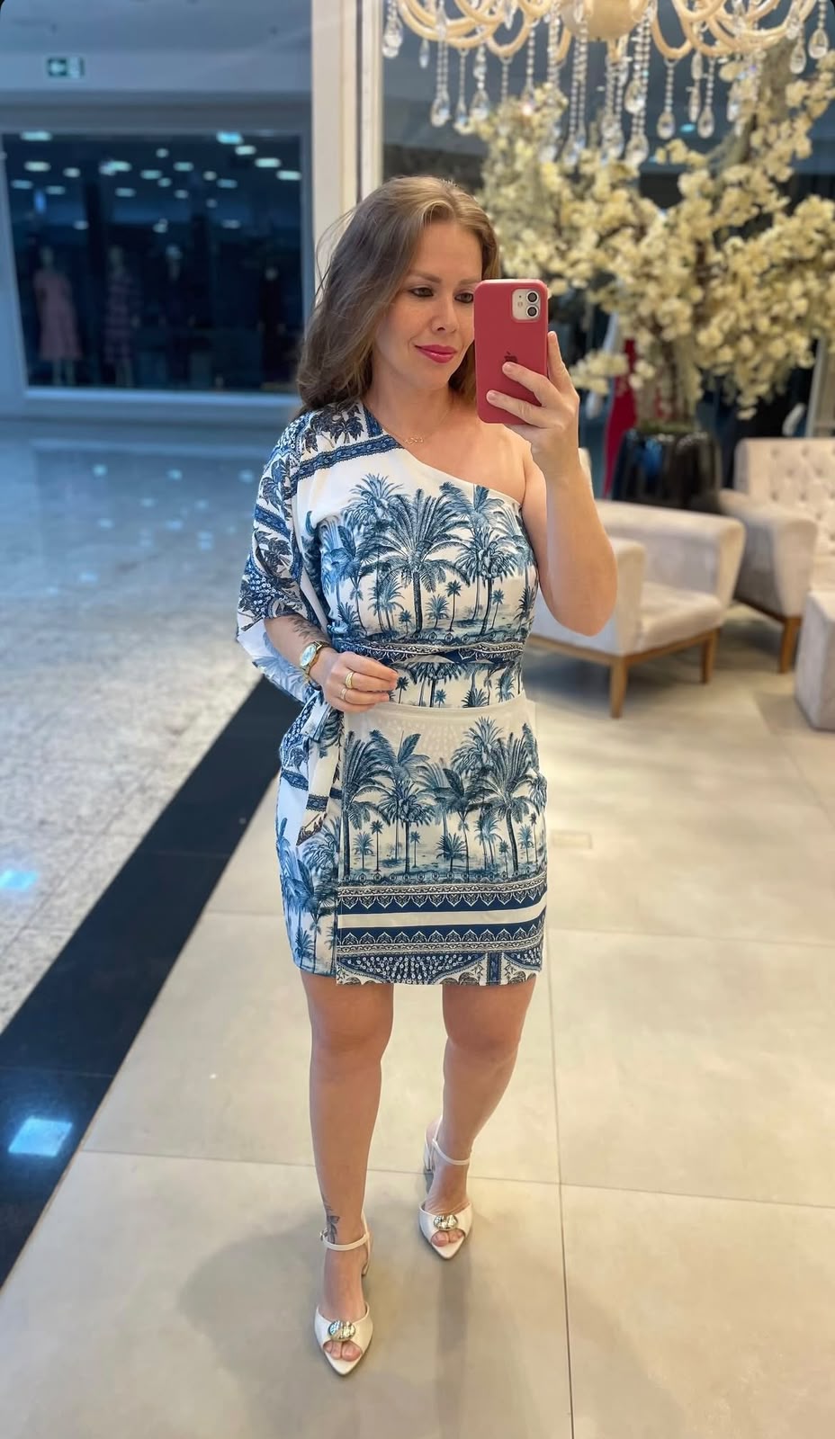 Vestido Nula Manga Estampado Azul