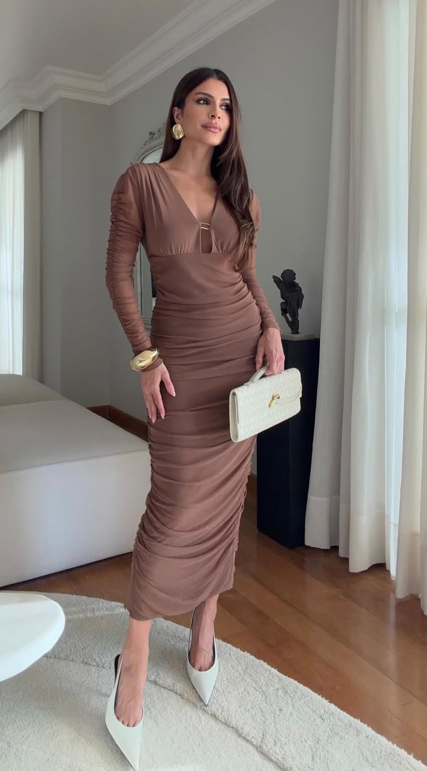 Vestido Tule Longo Avelã - foto 5