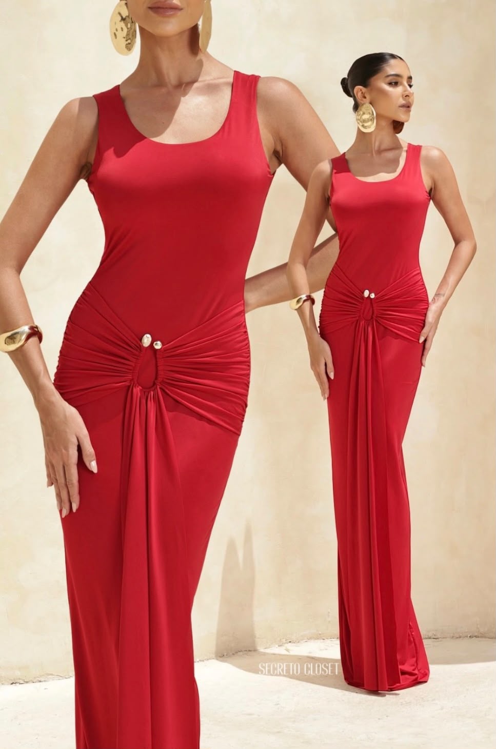 Vestido Longo Vermelho Regata