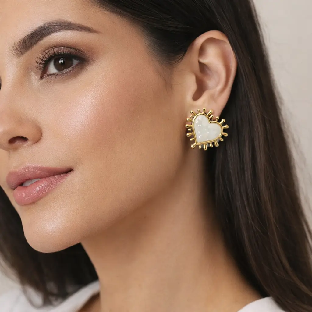 Brinco coração Pérola dourado Donna Bendita