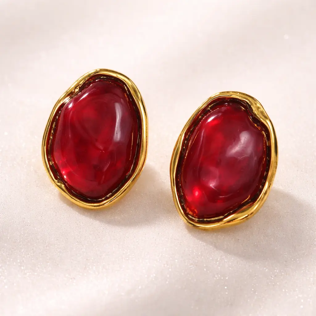 Brinco Pedra Vermelha Elegance Donna Bendita