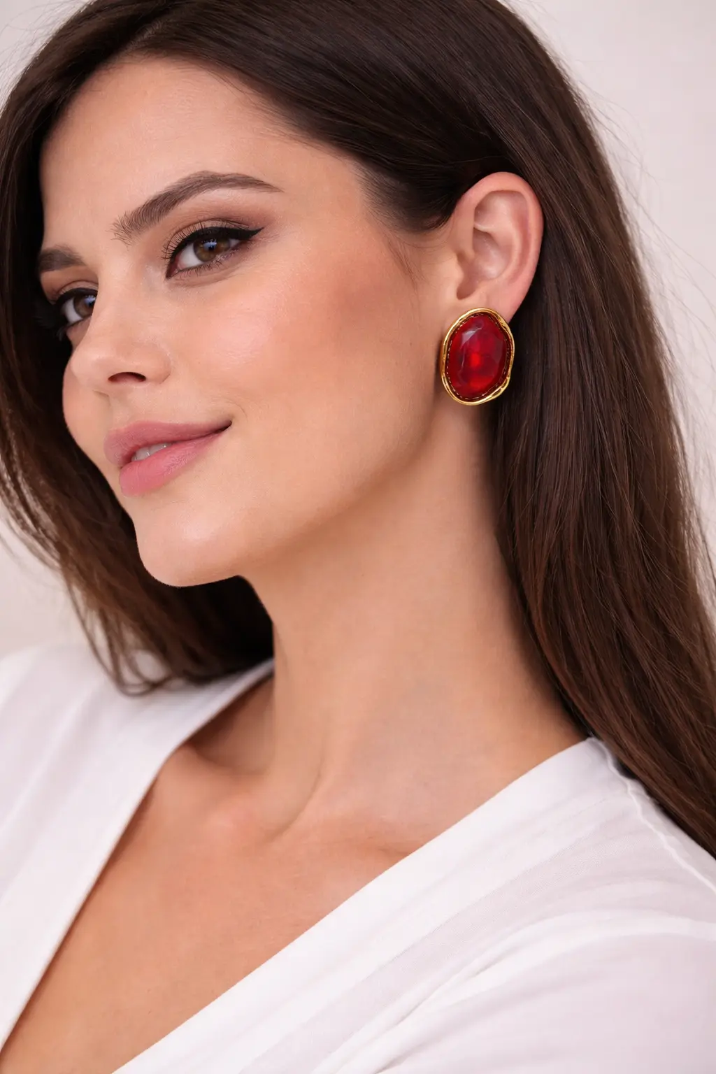 Brinco Pedra Vermelha Elegance Donna Bendita