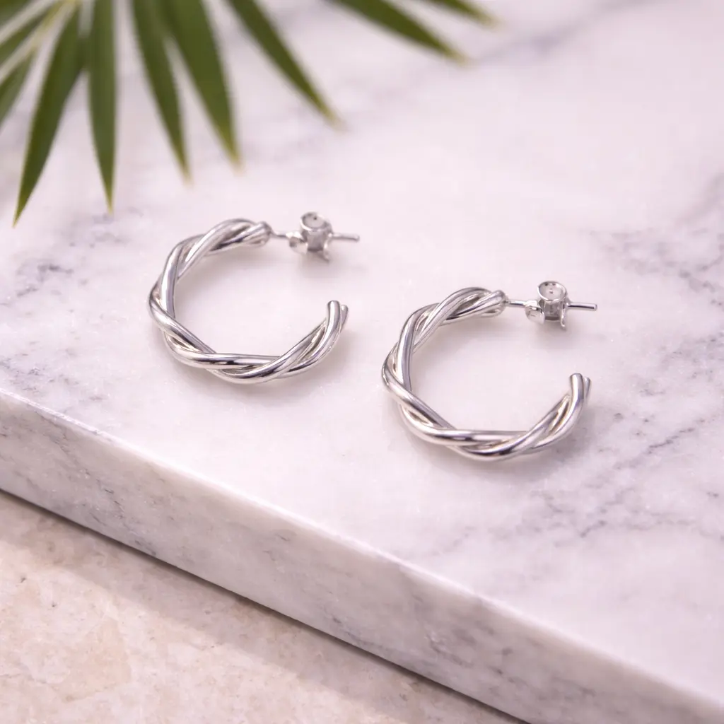 Brinco Argola Dourada | Prata Trançada