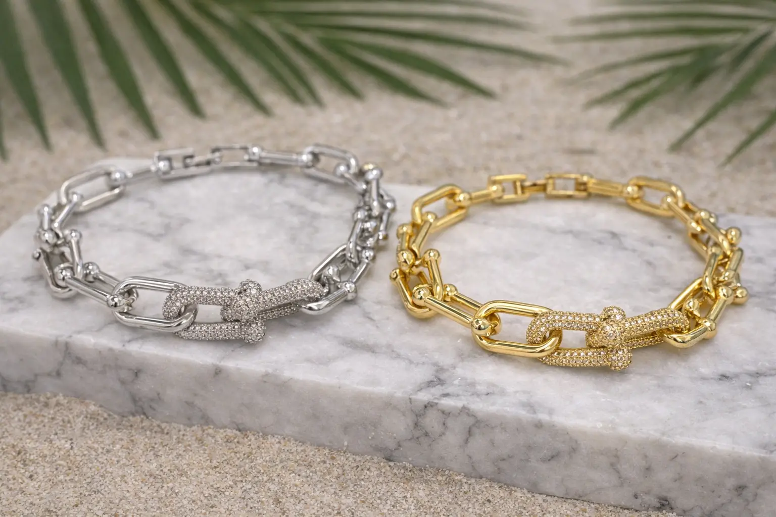 Pulseira Elos Luxo com Fecho Cravejado em Zircônias