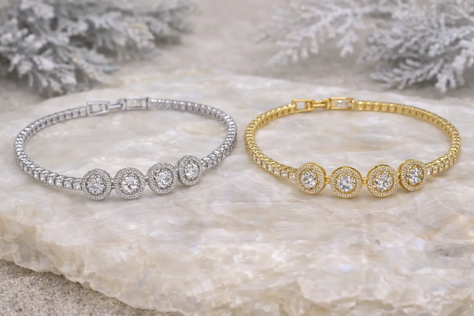 Pulseira Riviera com Zircônias Redondas Cravejadas