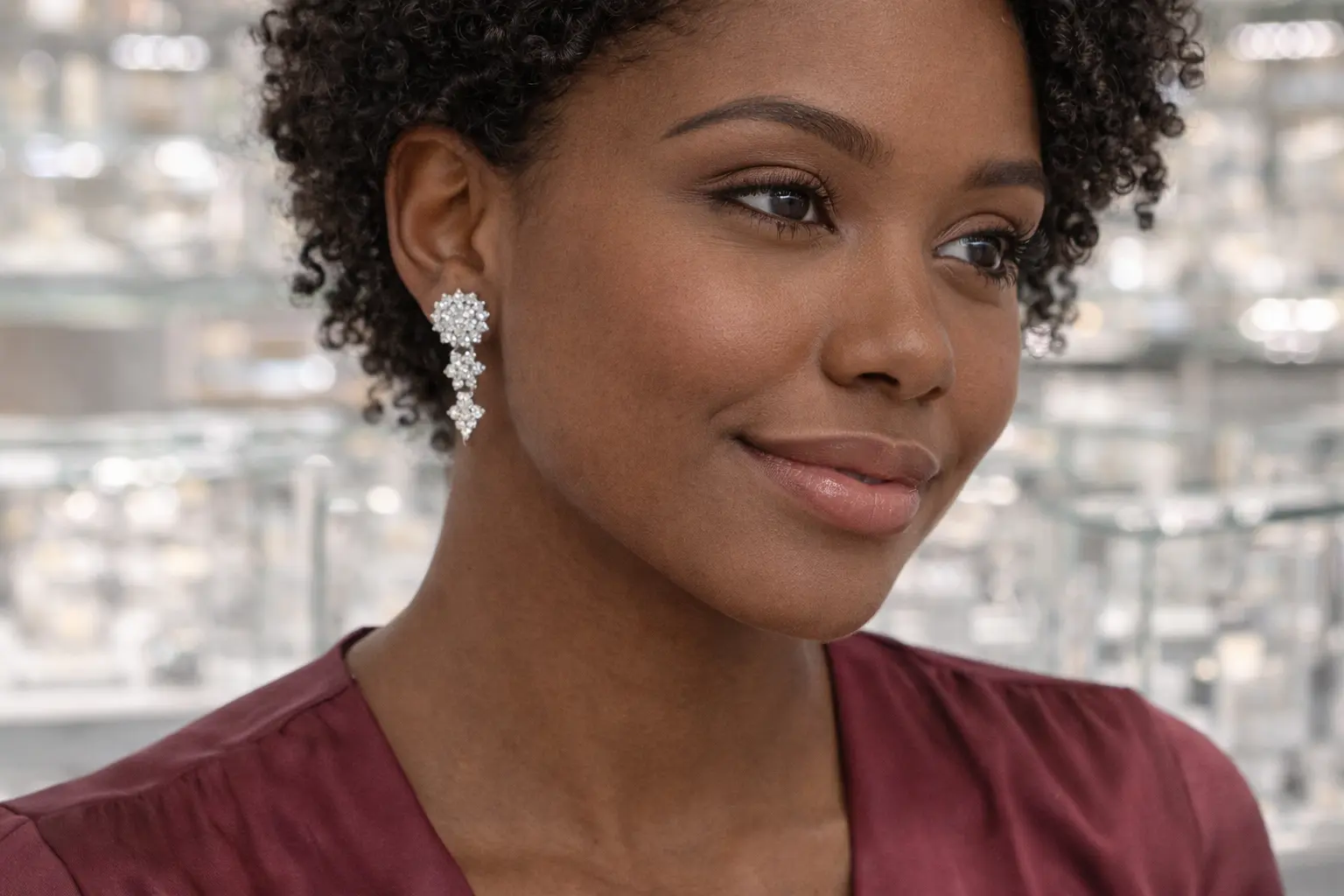 Brinco Luxo Floral Cravejado com Zircônias