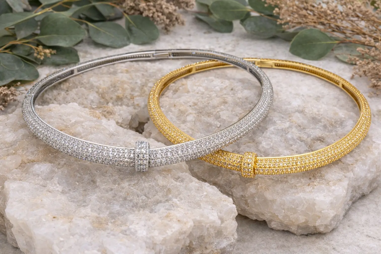 Colar Luxo Cravejada em Zircônias – Prata ou Dourado