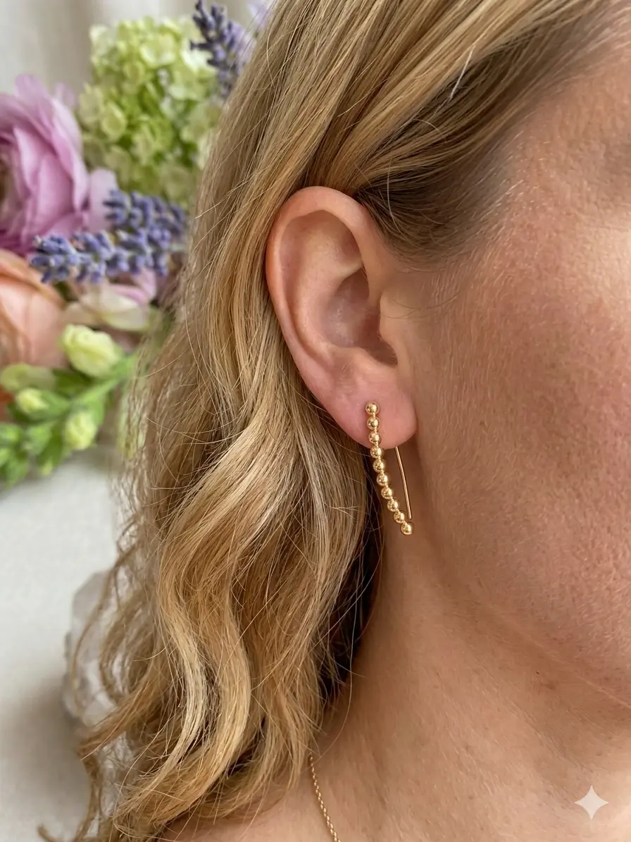 Brinco Ear Cuff de Bolinhas (Esferas) Lisas