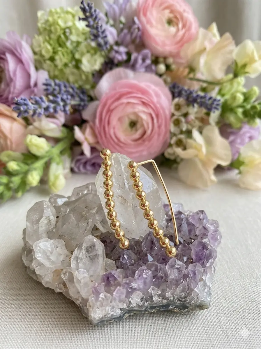 Brinco Ear Cuff de Bolinhas (Esferas) Lisas