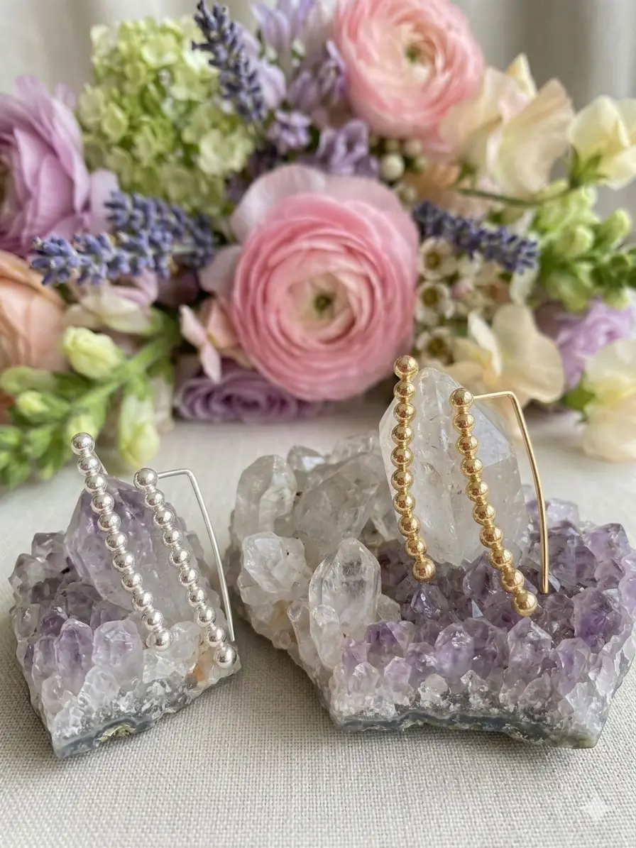 Brinco Ear Cuff de Bolinhas (Esferas) Lisas