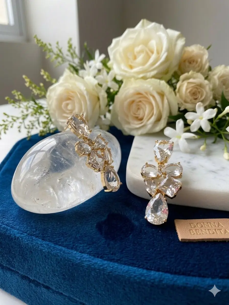 Brinco Pendente Cascata de Cristais Multifacetados