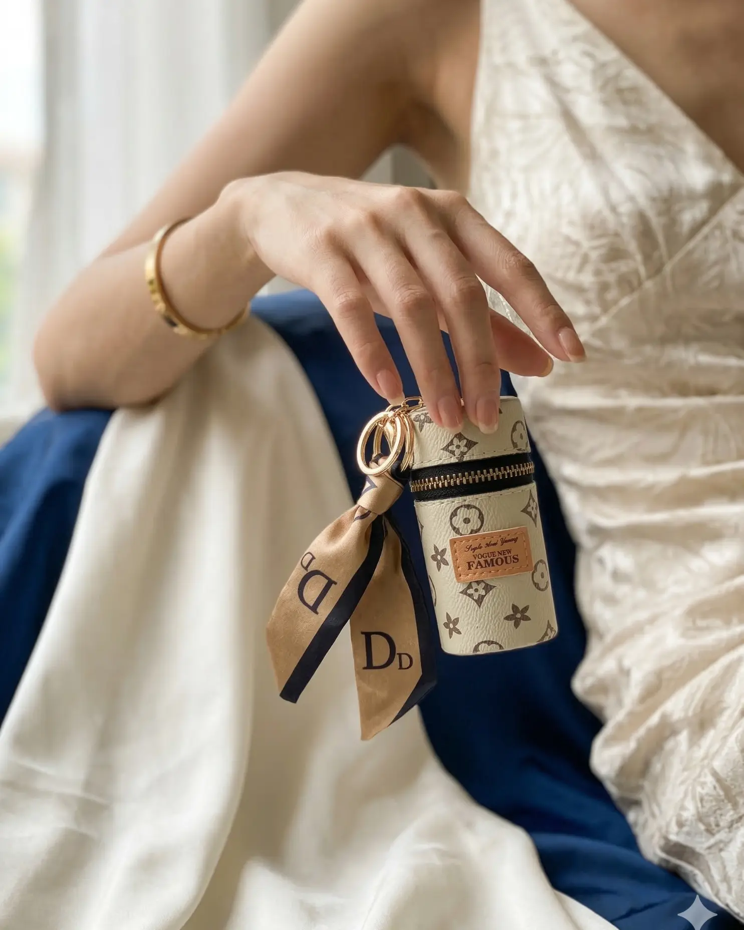 Porta-Batom de Luxo com Chaveiro e Lenço Acoplado 