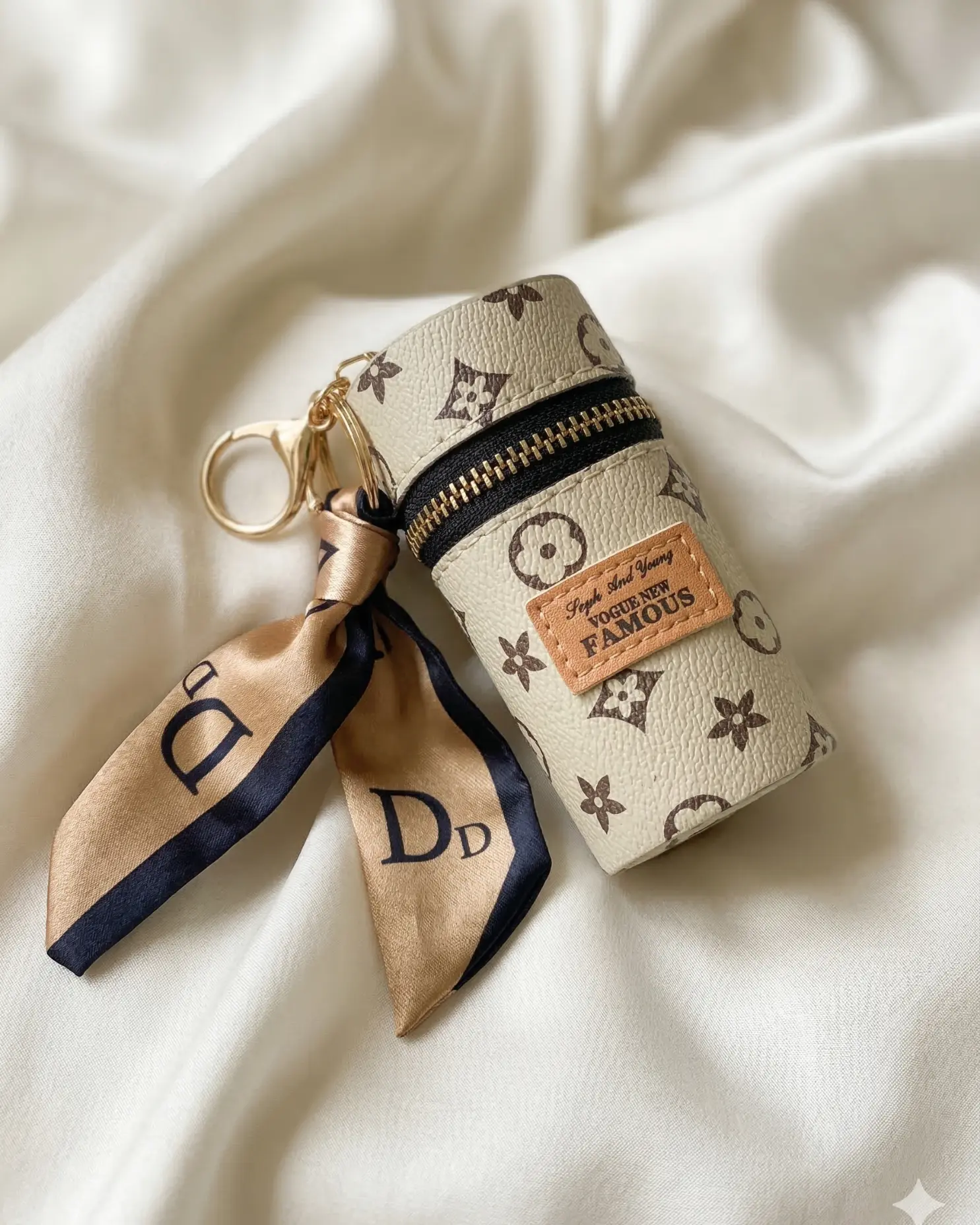 Porta-Batom de Luxo com Chaveiro e Lenço Acoplado 