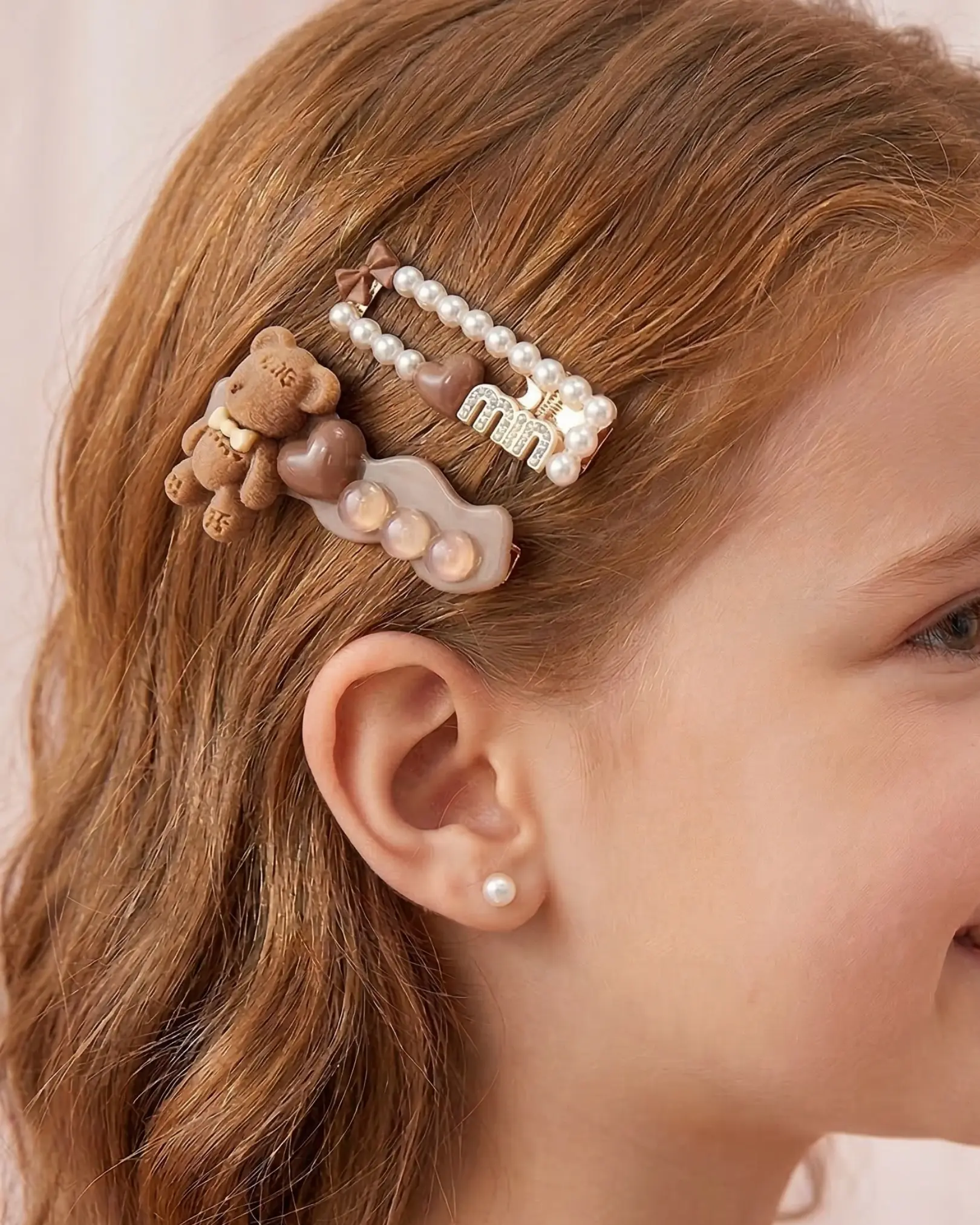 Kit de Presilhas Hair Clips Candy & Bear – Coleção Tons Pastéis (5 unidades)