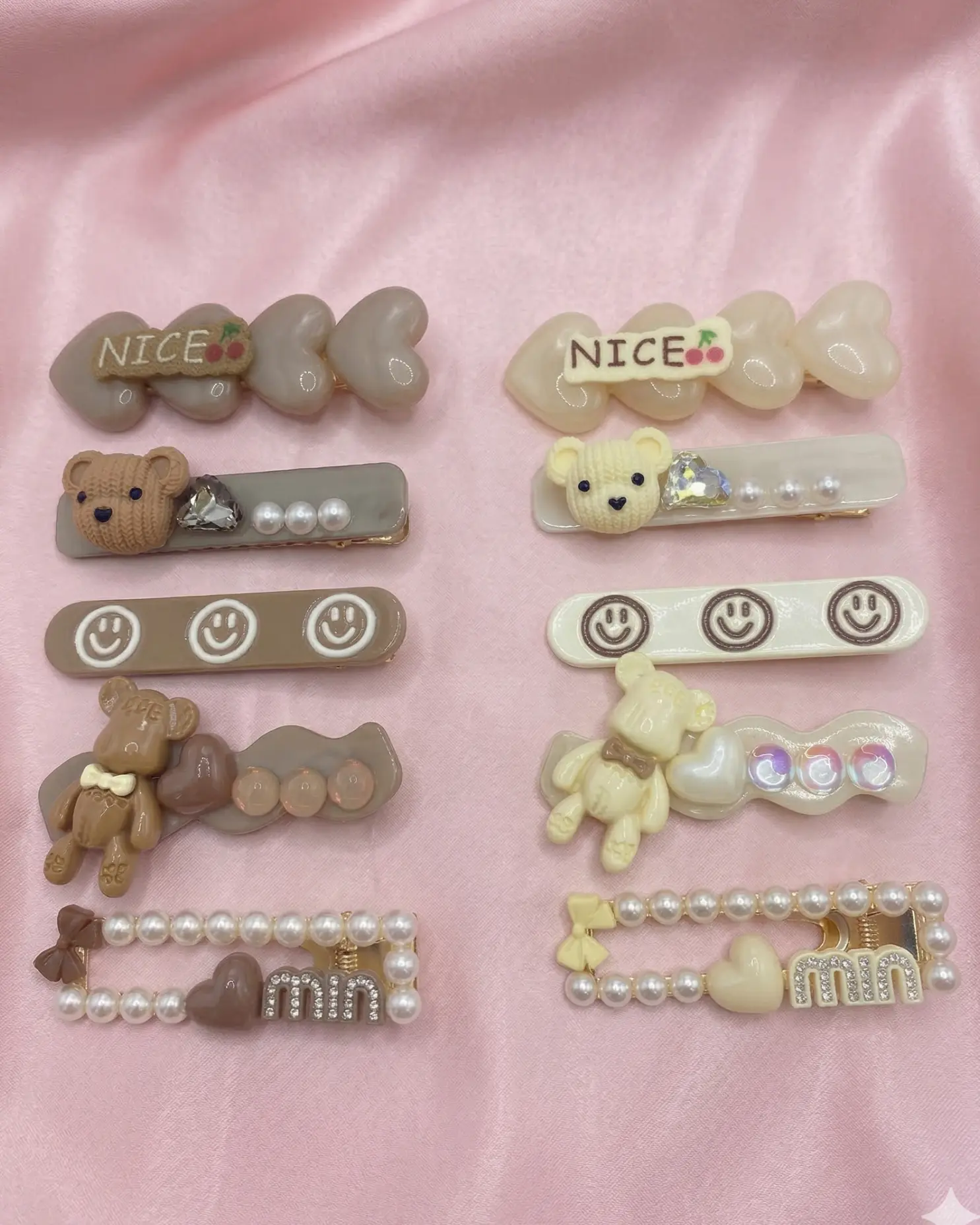 Kit de Presilhas Hair Clips Candy & Bear – Coleção Tons Pastéis (5 unidades)