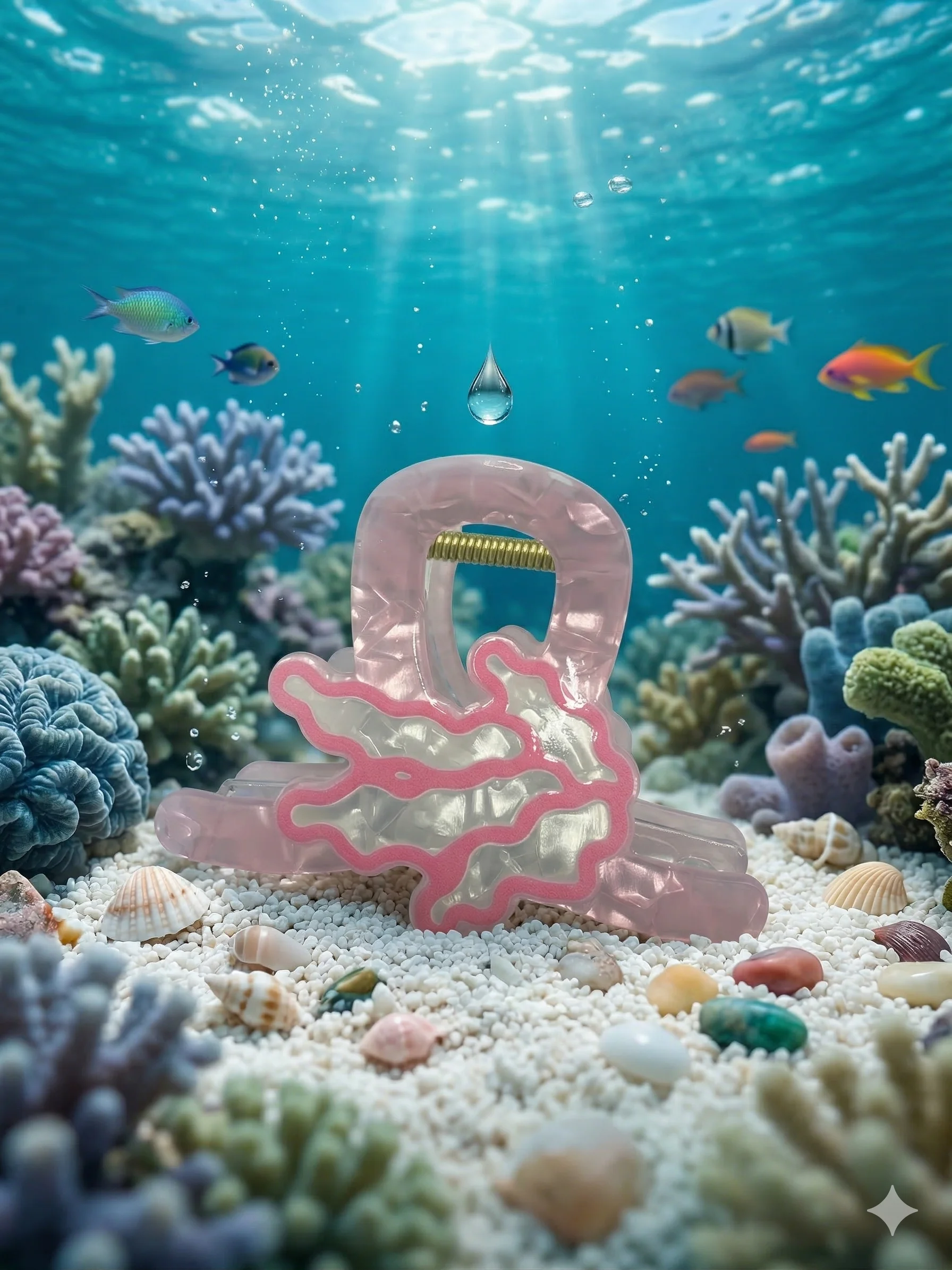 Piranha de Cabelo Infantil Coral Rosa Perolada