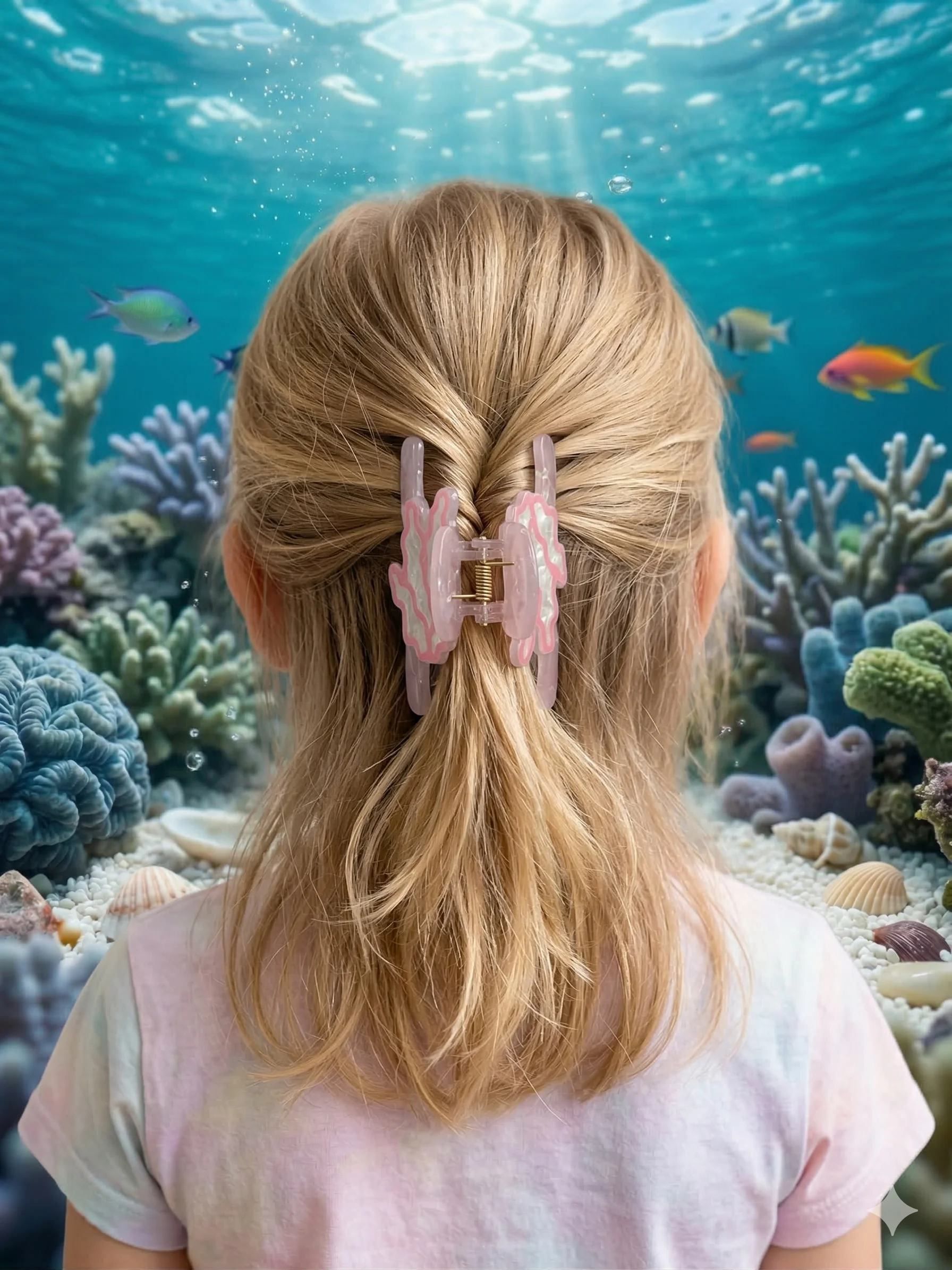 Piranha de Cabelo Infantil Coral Rosa Perolada