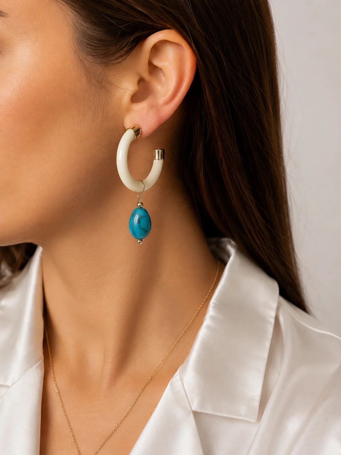 Brinco Argola Color Turquesa Donna Bendita