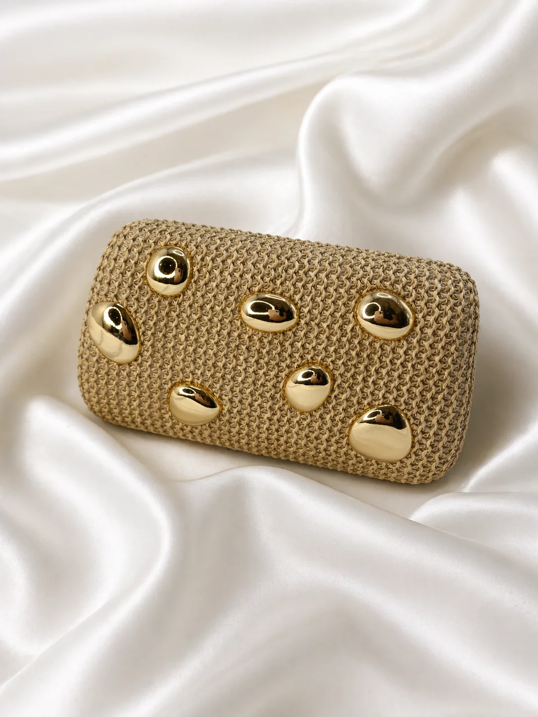 Clutch Palha Dourada Pedrarias Luxo