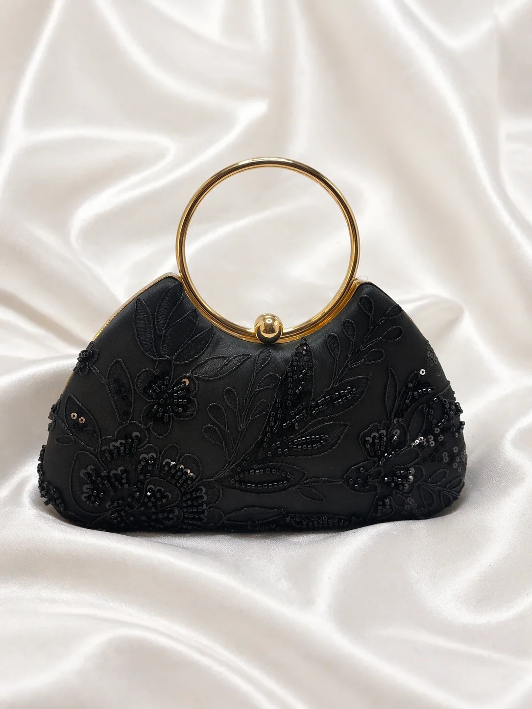 Bolsa Clutch Bordada Elegance com Alça Circular