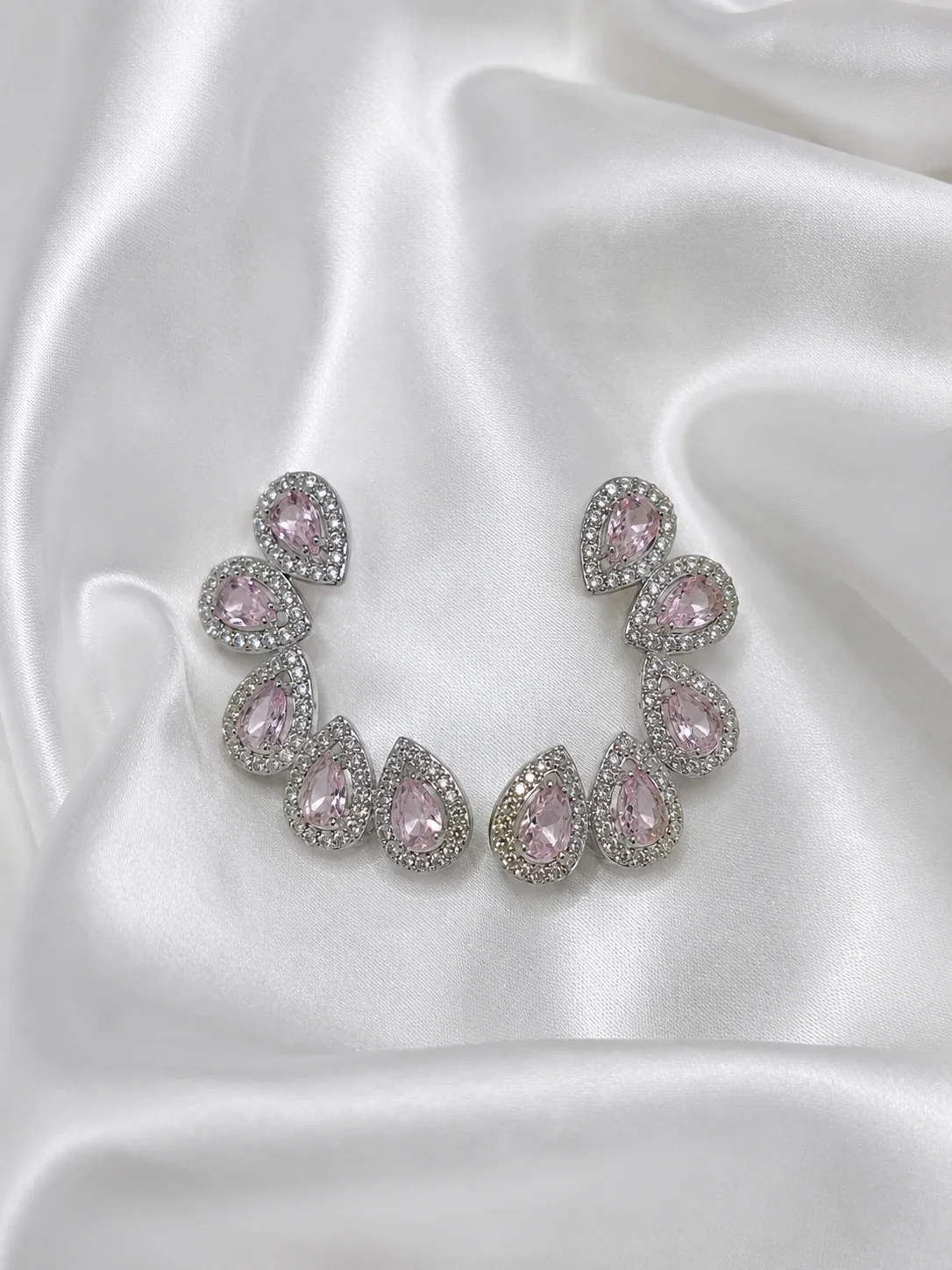 Brinco Ear Cuff Gotas Luxury Cristal 