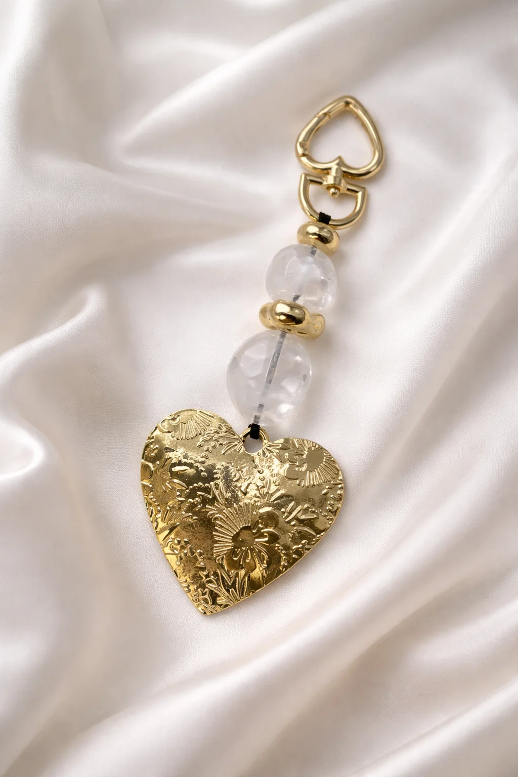 Pingente de Bolsa Coração Dourado com Pedras Color Premium