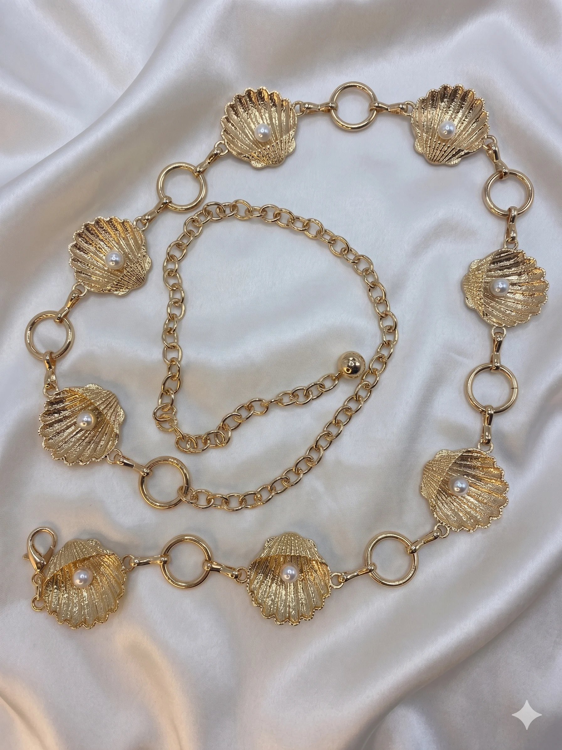 Cinto Conchas Pérola Metalizado