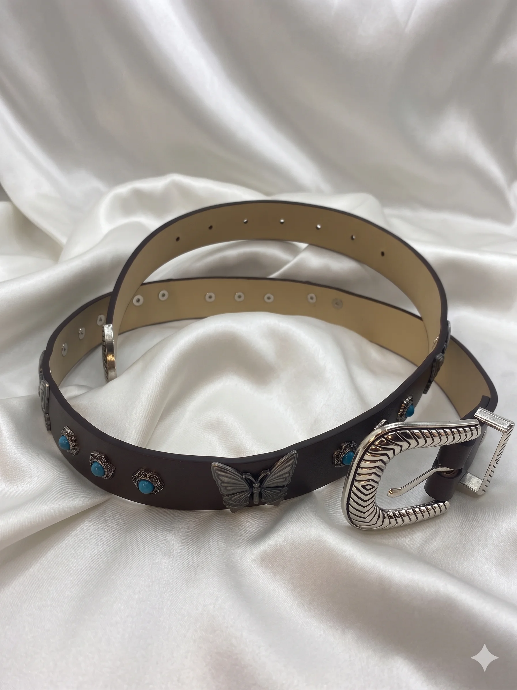 Cinto Western Butterfly com Pedras Turquesa