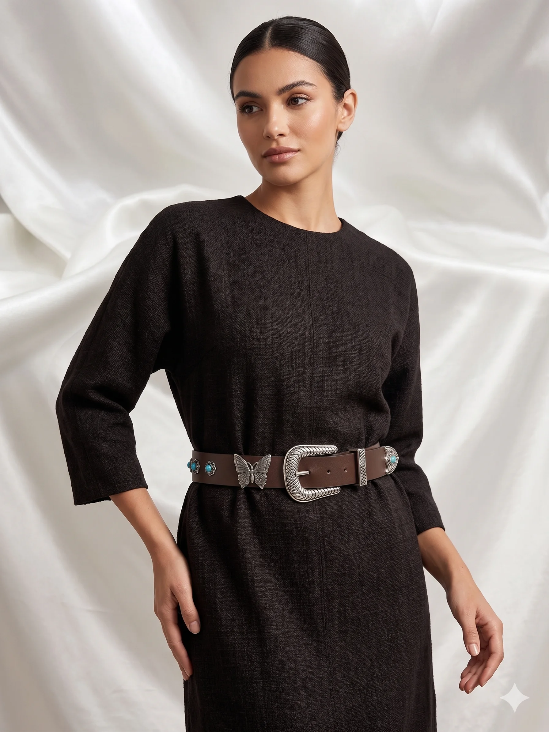 Cinto Western Butterfly com Pedras Turquesa