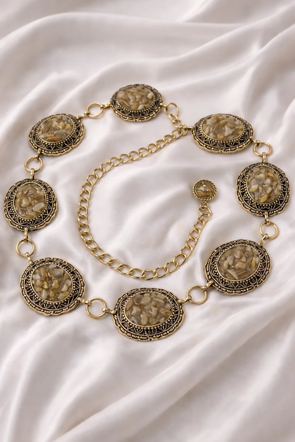 Cinto Boho Luxo Pedraria Natural