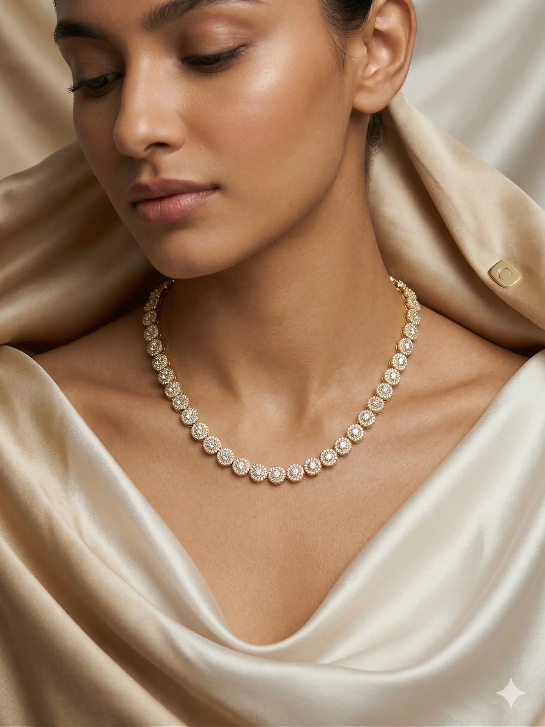 Colar Riviera Medalhões Cravejados 