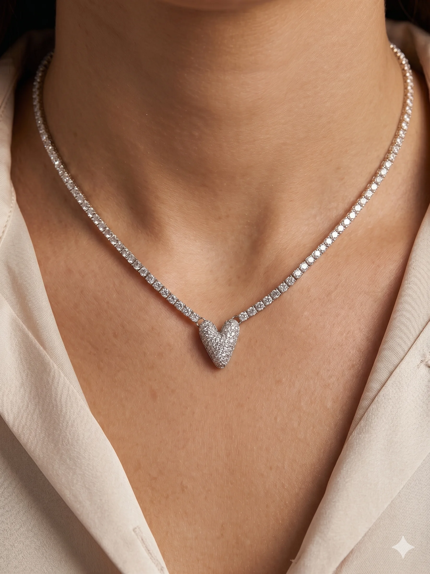 Colar Coração Cravejado Luxo