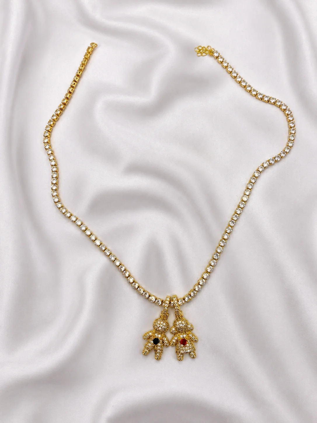 Colar Riviera com Pingentes Cravejados Gold