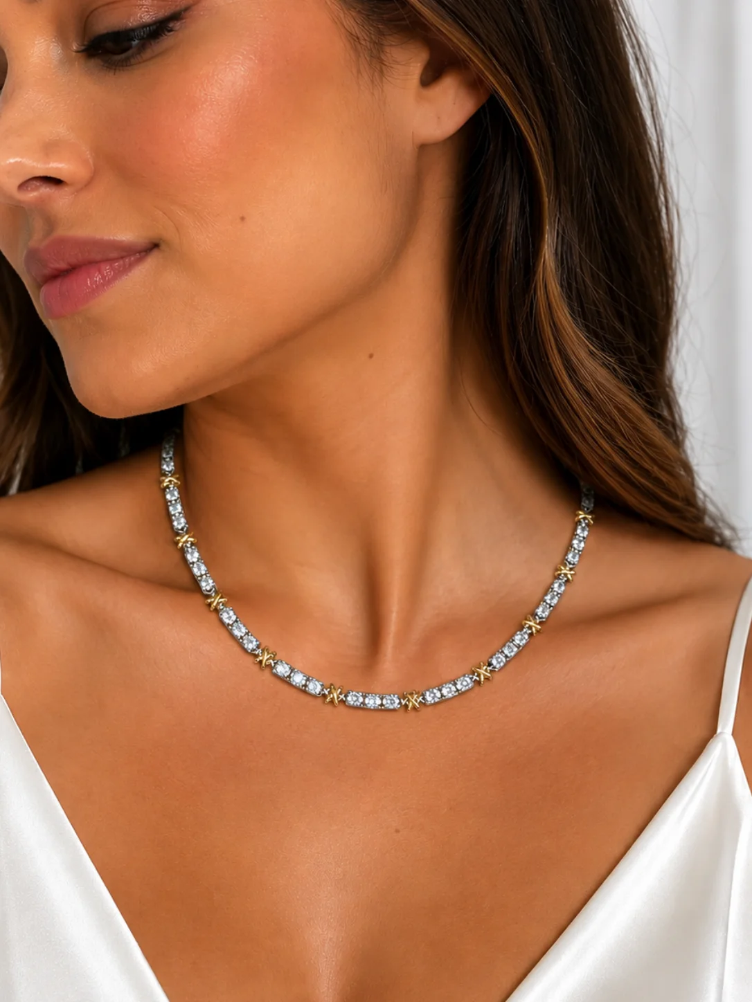 Colar Riviera Luxo Bicolor com Zircônias Donna Bendita