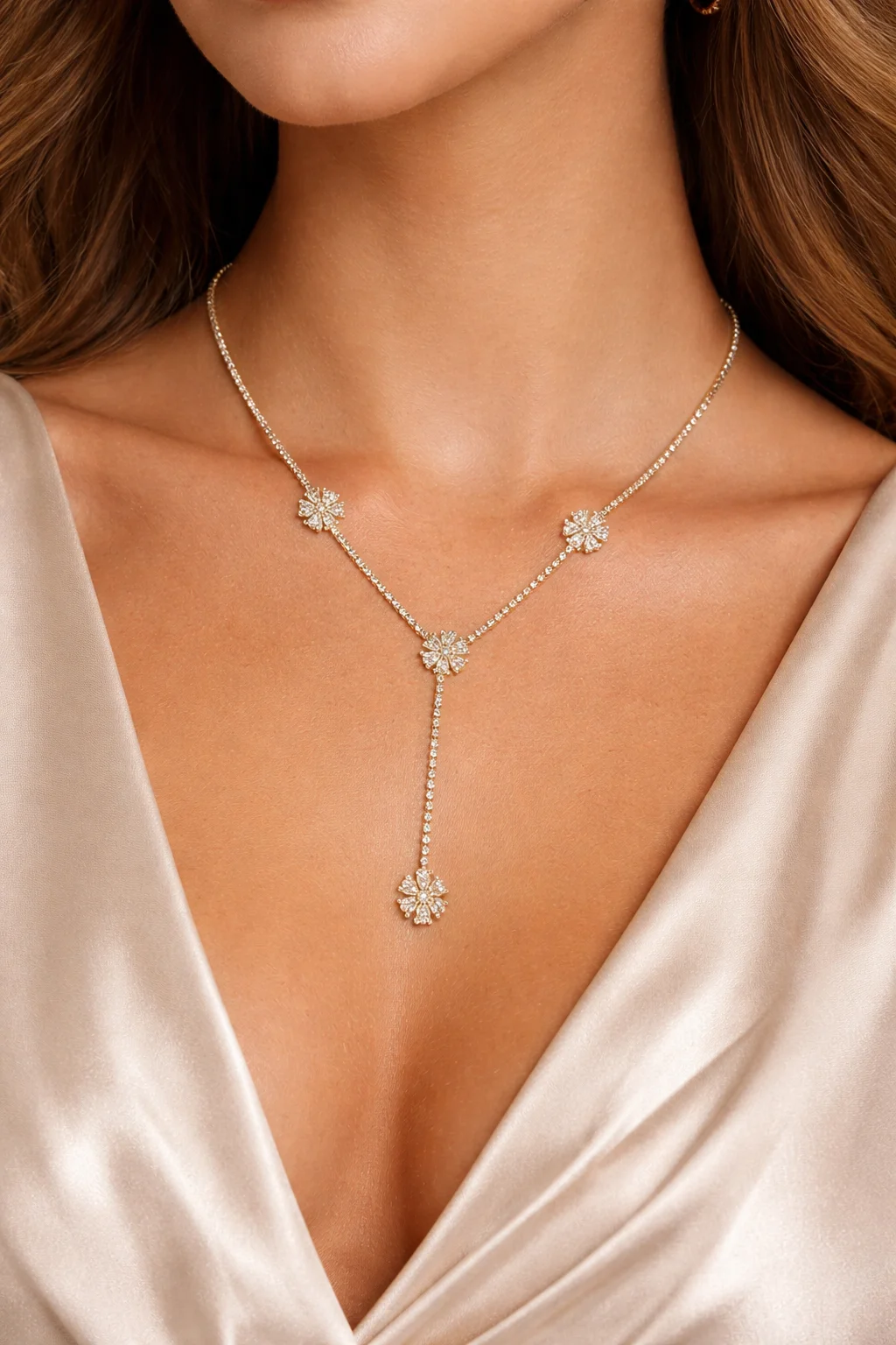 Colar Gravata Floral Cravejado.