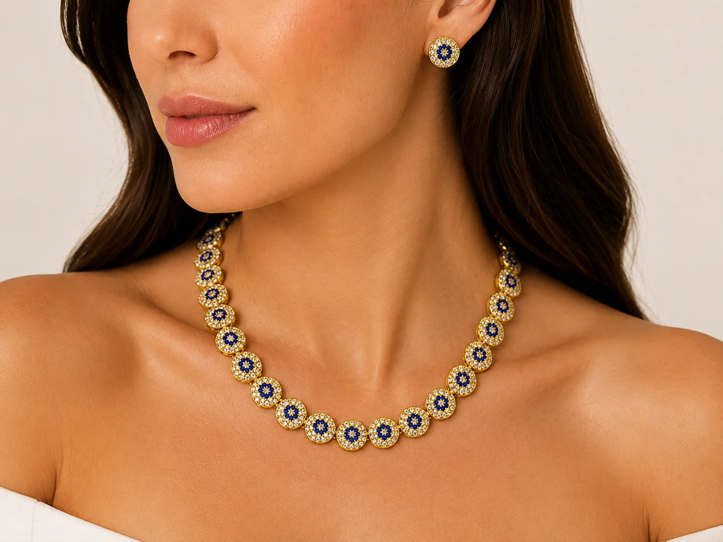 Conjunto Colar e Brincos Gold Luxo Donna Bendita