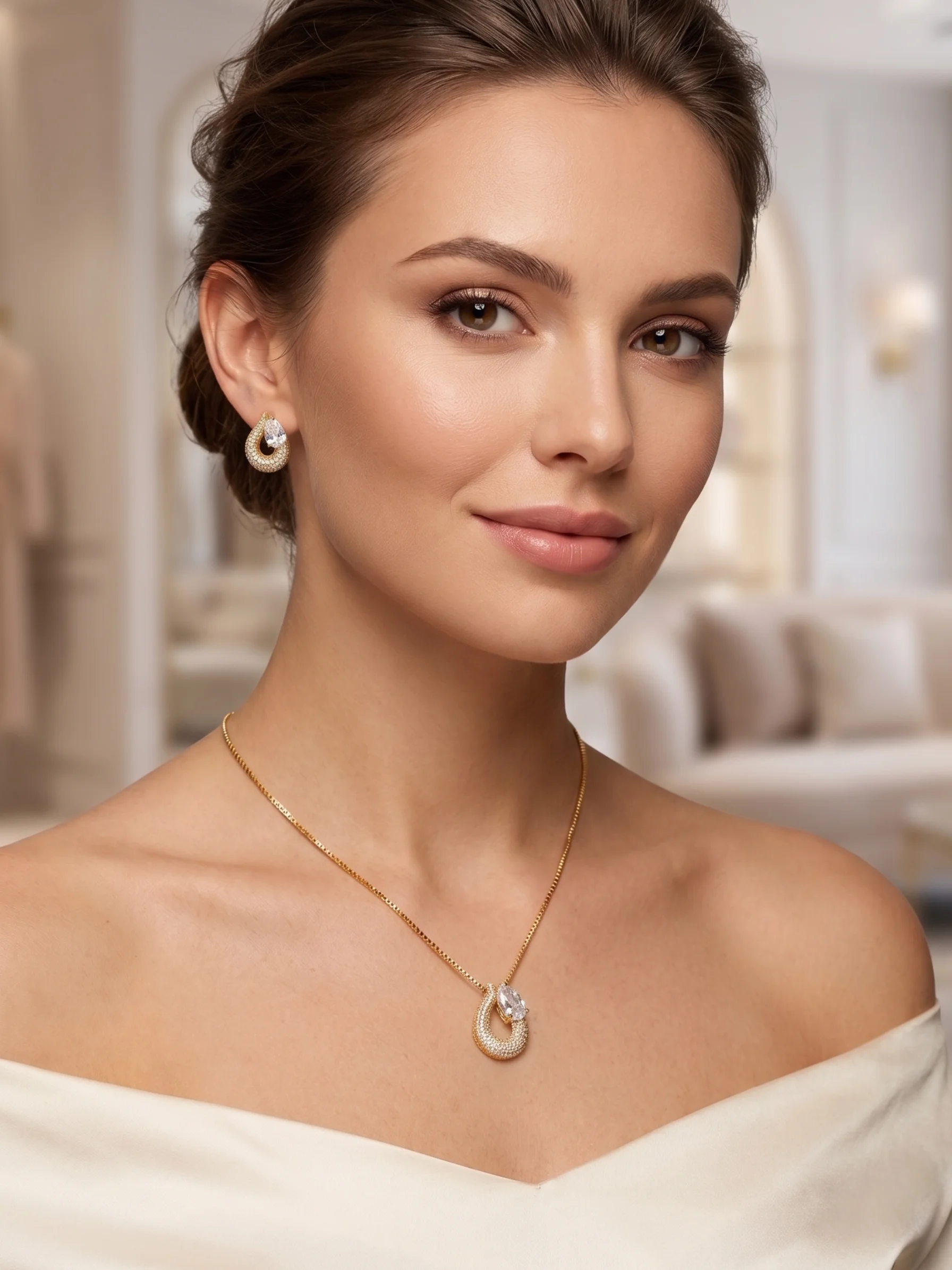 Conjunto Gota Luxo Cravejado com Zircônia Donna Bendita