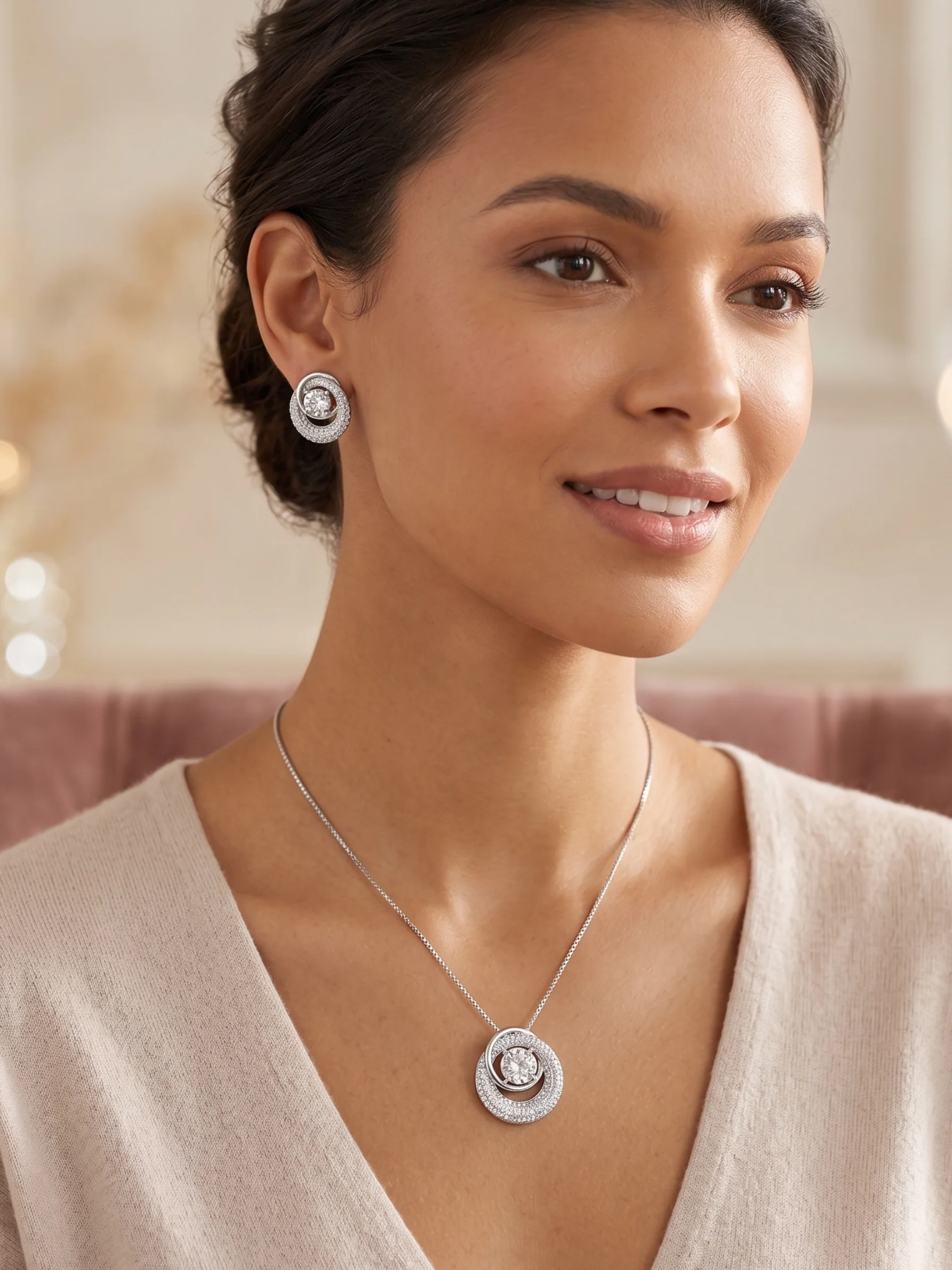 Conjunto Esfera Luxo com Zircônia Cravejada Donna Bendita