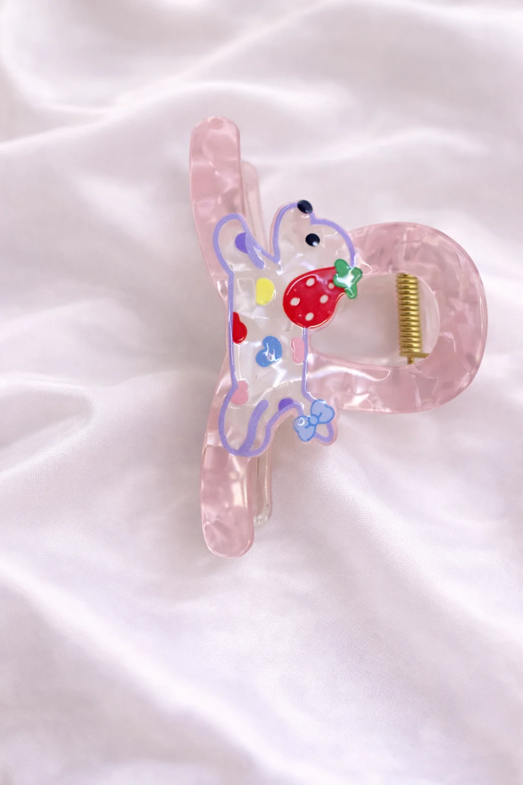 Presilha Acrílica Dog Rosa com Morango