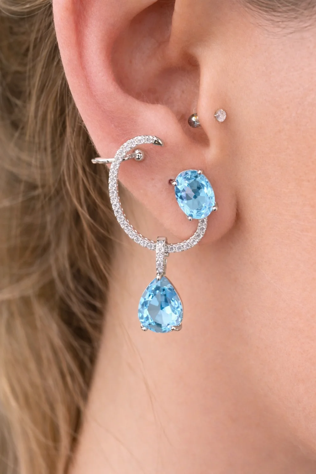 Brinco Ear Cuff Elegance Gota Cravejada